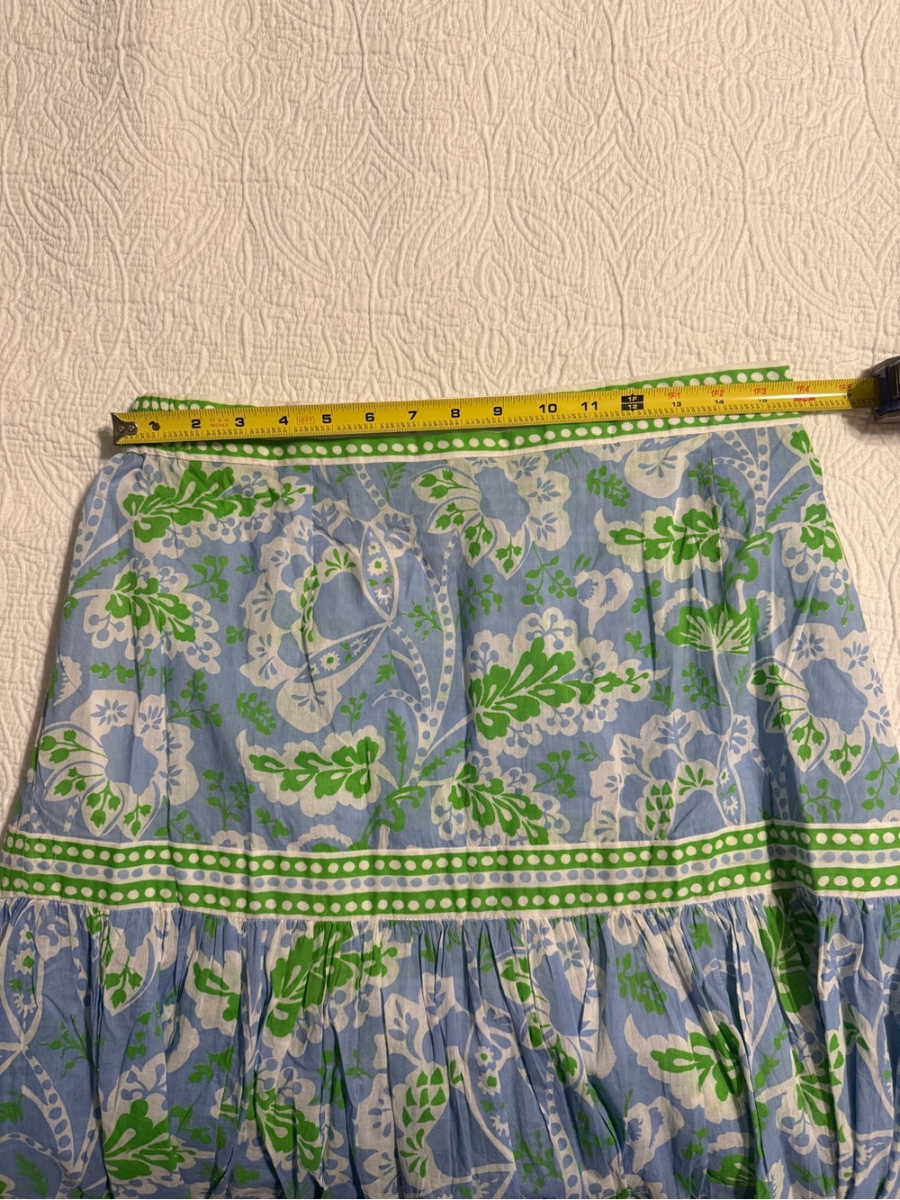 Gretchen Scott Blue & Green Floral Tiered Skirt - Size M - 100% Cotton - Picture 3 of 7